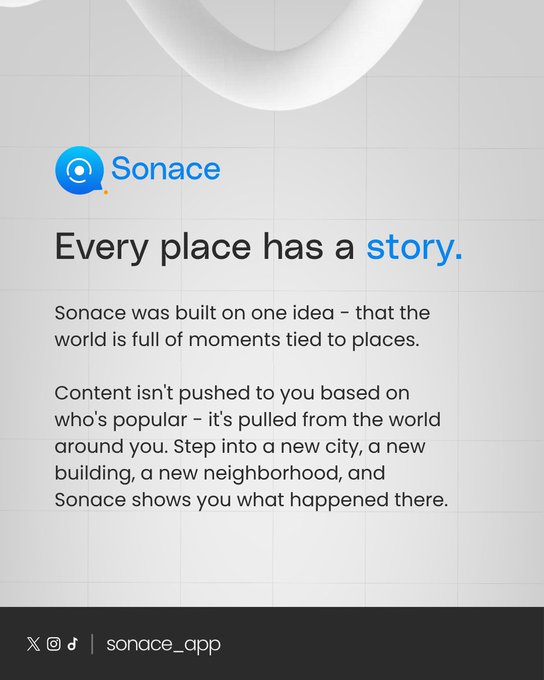 Sonace brand card — Every place has a story